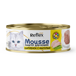 Reflex влажный корм для взрослых кошек, паштет цыпленок с фасолью