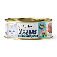 Reflex влажный корм для взрослых кошек, паштет кролик со шпинатом