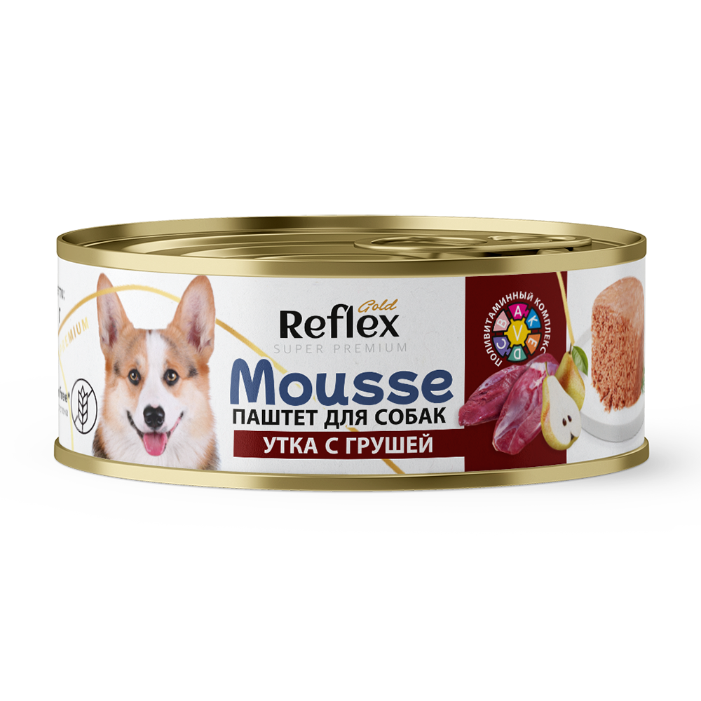 Reflex Gold влажный корм для взрослых собак, паштет утка с грушей
