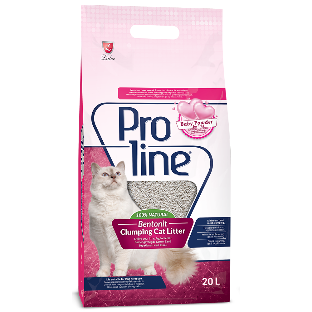 Proline наполнитель для кошачьих туалетов, с ароматом детской присыпки 20 л