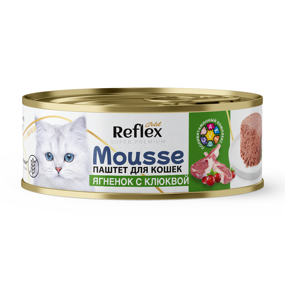Reflex Gold влажный корм для стерилизованных кошек паштет ягненок c клюквой, профилактика МКБ