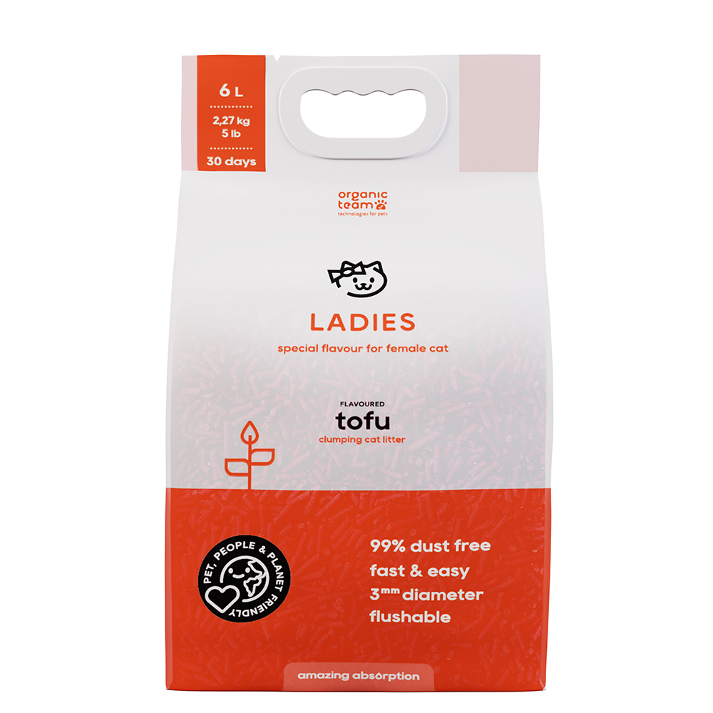 Organic team Tofu Ladies комкующийся наполнитель для кошачьего туалета, для леди 6л